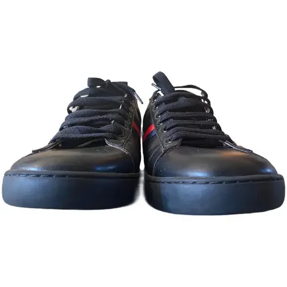 Gucci Ace Embroidered Tiger low-top black leather sneaker size 8 - Picture 4 of 6